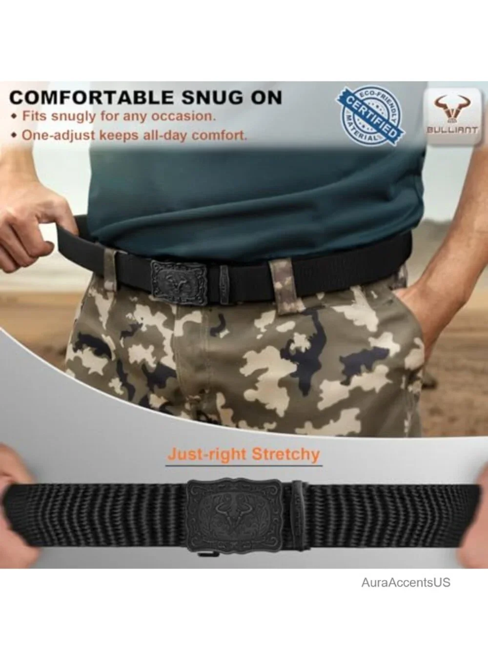 Men's Ratchet Stretch Web Belt Adjustable Nylon Heavy Duty